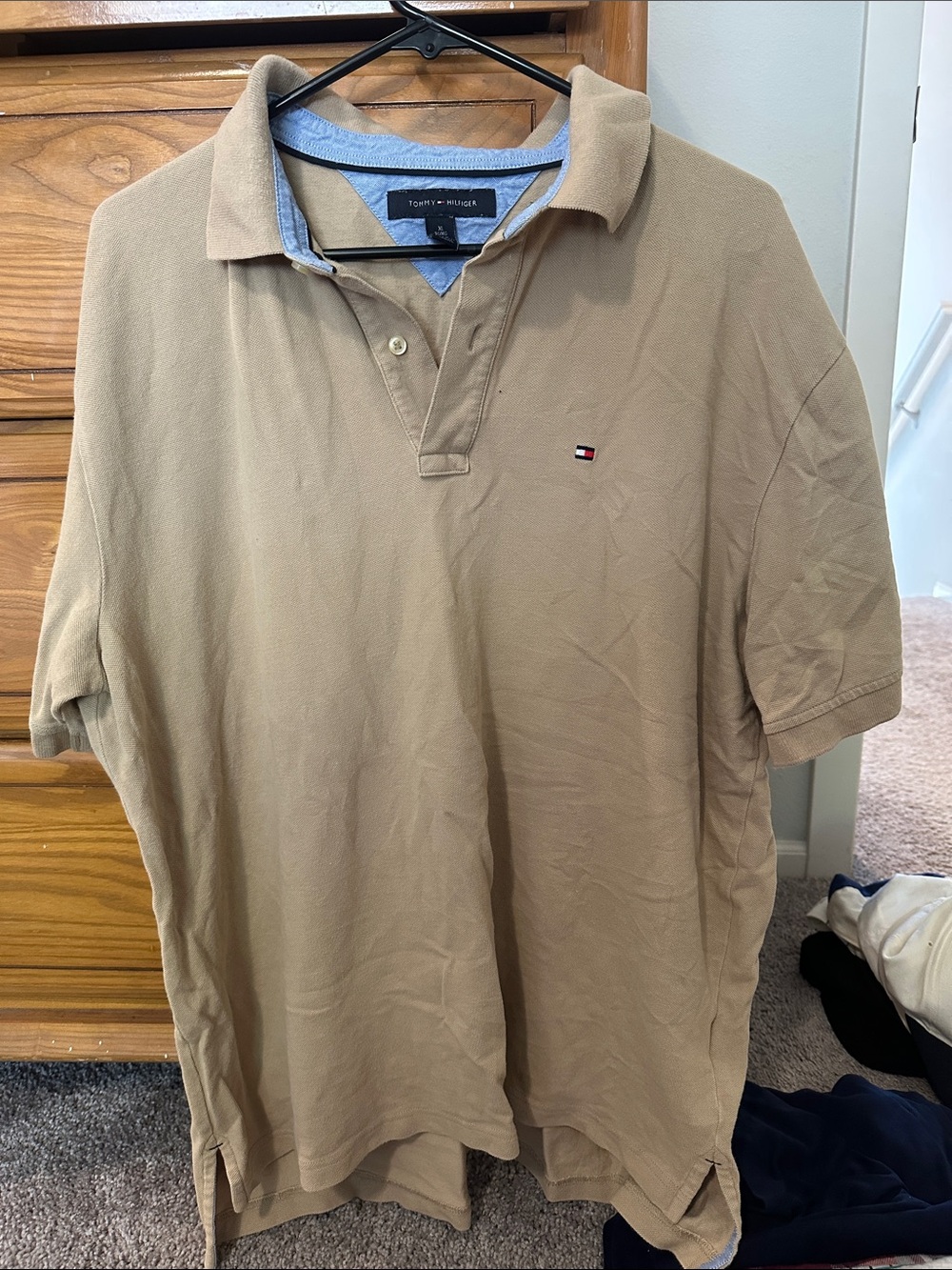 Tommy Hilfiger 90’s Men’s Light Brown Polo with Chest Flag
